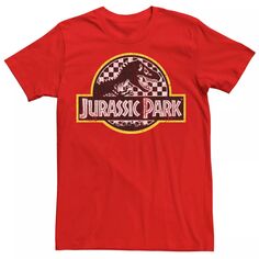 Мужская классическая клетчатая футболка с логотипом «Парк Юрского периода», красная Licensed Character, красный