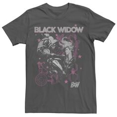 Мужская черно-белая футболка с плакатом «Черная вдова» Marvel