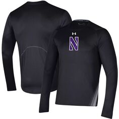 Мужская черная футболка с длинным рукавом Northwestern Wildcats 2021 Sideline Training Performance Under Armour