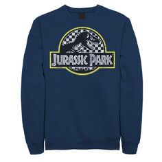 Мужской свитер в клетку с классическим логотипом «Парк Юрского периода» Licensed Character, синий
