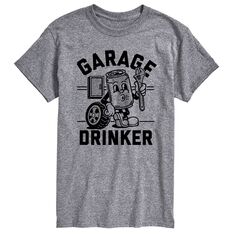 Большая и высокая футболка для гаражной поилки License, серый