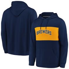 Мужской пуловер с капюшоном из искусственного кашемира с фирменным логотипом Milwaukee Brewers True Classics Team темно-синего/золотого цвета Fanatics