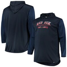 Мужской темно-синий/темно-синий пуловер с капюшоном Boston Red Sox Big &amp; Tall Wordmark Club