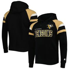 Мужской черный флисовый пуловер с капюшоном New Orleans Saints Draft реглан Starter