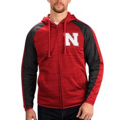 Мужская спортивная куртка Carl Banks Scarlet Nebraska Huskers нейтральной зоны реглан с молнией во всю длину спортивная куртка с капюшоном G-III