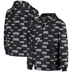 Мужская фирменная черная толстовка с капюшоном LA Clippers Workdmark, куртка-анорак с молнией до половины длины Fanatics