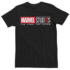 Мужская белая футболка с графическим логотипом Studios First Ten Years, Black Marvel, черный