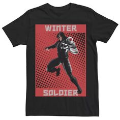 Мужская футболка с изображением полутонового плаката «Зимний солдат» в стиле поп-арт Marvel