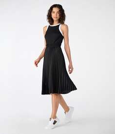 Платье миди с плиссированной юбкой Karl Lagerfeld, черный