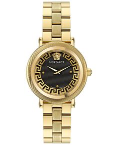 Женские швейцарские часы Greca Flourish с позолоченным браслетом из нержавеющей стали с ионным покрытием, 35 ​​мм Versace
