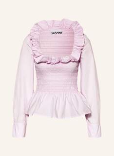 Блуза GANNI mit Rüschen, светло-розовый