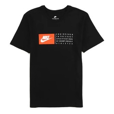 Футболка Nike Sportswear Alphabet Printing Athleisure Casual Sports Short Sleeve, черный/белый/оранжевый