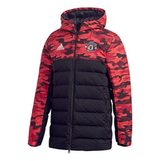 Пуховик Adidas Mufc Manchester United Camouflage Colorblock Sports hooded Black Red, Черный