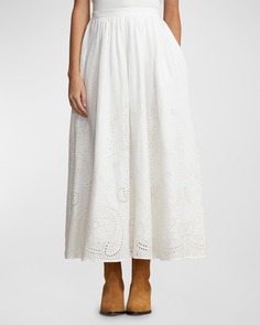 Льняная юбка-миди с люверсами Polo Ralph Lauren