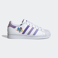 Кроссовки Adidas Superstar Originals, белый/фиолетовый