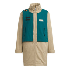 Куртка Adidas originals Mr Parka Detachable Contrasting Colors Vest Mid-Length Hooded logo Khaki, Хаки