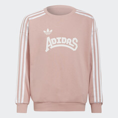 Свитшот Adidas Graphic Crew, сиренево-розовый/белый