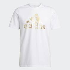 Футболка adidas Liquid Foil Badge of Sport Graphic, белый/золотой