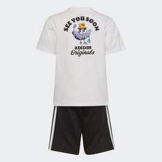 Спортивный костюм adidas Trefoil Shorts and Tee, белый/черный