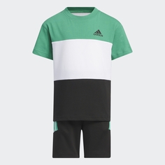 Спортивный костюм adidas LOGO, черный/белый/зеленый