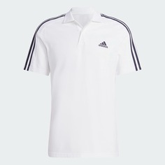 Поло Adidas Essentials Piquе Embroidered Small Logo 3-stripes, белый/черный