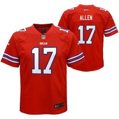 Молодежная игровая майка Nike Josh Allen Red Buffalo Bills Color Rush Player Nike