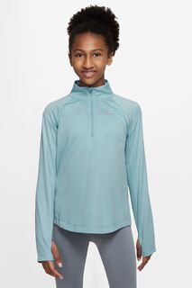 Беговая футболка Dri-FIT с длинными рукавами и молнией 1/2 Nike, синий
