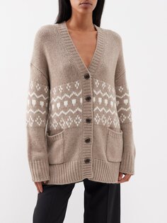 Жаккардовый кашемировый кардиган greyson fair isle LISA YANG, бежевый