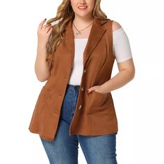 Женская модная куртка больших размеров, зимний замшевый жилет без рукавов Agnes Orinda, коричневый