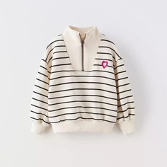 Толстовка ZARA Long Sleeve Striped, кремовый/черный