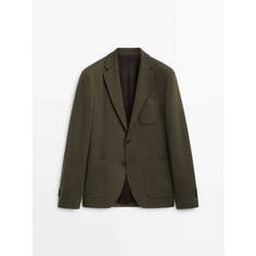 Пиджак Massimo Dutti Wool Pure, темно-зеленый