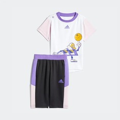 Спортивный костюм Adidas, белый/черный/фиолетовый/розовый