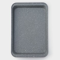 Противень для выпечки доляна, 42×28,5×5 см, антипригарное покрытие, цвет серый