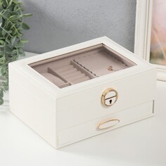 Шкатулка кожзам под часы 2 отделения и бижутерию NO Brand
