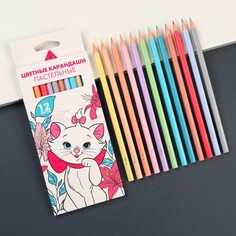 Цветные карандаши пастельные, 12 цветов, трехгранный корпус Disney