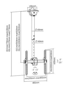 Кронштейн для телевизора Arm Media LCD-1700 белый 26"-65" макс.55кг потолочный наклон