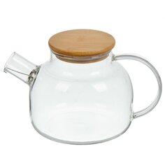 Чайник заварочный стекло, 1 л, с ситечком, с бамбуковой крышкой, Daniks, SXH08