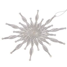 Елочное украшение Снежинка, серебро, 15 см, пластик, SYYKLA-1919157