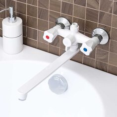 Смеситель для ванны, РМС, с кран-буксой, пластиковый корпус, белый, PL4-140P