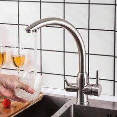 Смеситель для кухни, Frap, с картриджем, с подключением к фильтру, нержавеющая сталь, F43899