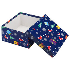 Коробки коробка упаковочная квадрат Новогоднее чудо 19,5х19,5х11см