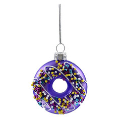 Игрушки елочные одиночные подвеска MAXIJOY Пончик 7,4см стекло фиолетовый