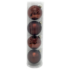 Шары елочные в наборах набор шаров MAXIJOY 100мм 4шт стекло коричневый