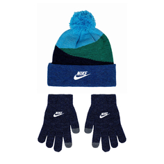 Шапка и перчатки Nike Heather Block Pom Beanie Set