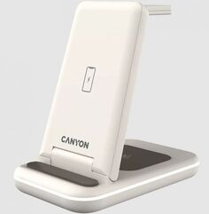 Зарядное устройство беспроводное Canyon WS-304 CNS-WCS304CL 3 в 1, складное, сенсорная кнопка включения, светодиодный индикатор и подсветка, бежевое