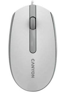 Мышь Canyon M-10 CNE-CMS10WG проводная с эффектом плавного скольжения, кабель: 1.5 м., 3 кнопки, 1000 DPI, белый/серый