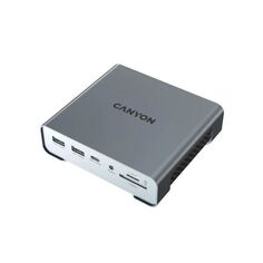 Док-станция Canyon HDS-96 многопортовая, 16-в-1, USB-C*3/USB*4/USB 3.0*2/RJ-45/HDMI*2/картридер (SD), БП 100W