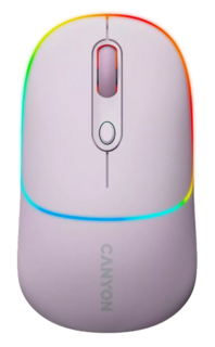 Мышь Wireless Canyon MW-22 CNS-CMSW22PR двухрежимная, перезаряжаемая, 2.4 ГГц /BT, оптическая, 6 кнопок, DPI 800/1200/1600, 650 мАч, RGB-подсветка, 15