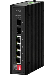 Коммутатор PoE NST NS-SW-4G2G-P/I промышленный Gigabit Ethernet на 4GE PoE + 2 GE SFP порта. Порты: 1 x GE (10/100/1000Base-T) с PoE BT (до 90W) + 3 x