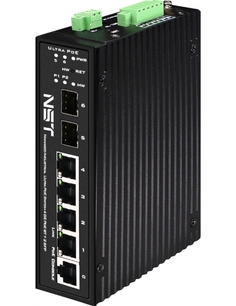 Коммутатор промышленный NST NS-SW-4G2G-PL/IM HiPoE Gigabit Ethernet на 4GE PoE + 2 GE SFP порта с функцией мониторинга температуры/влажности/напряжени